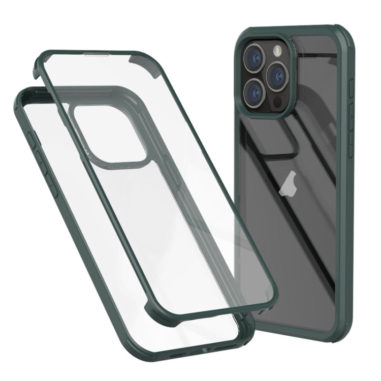 For iPhone 16 Pro Max Double-sided Plastic Glass Phone Protective Case(Dark Green) - iPhone 16 Pro Max Cases by buy2fix | Online Shopping UK | buy2fix