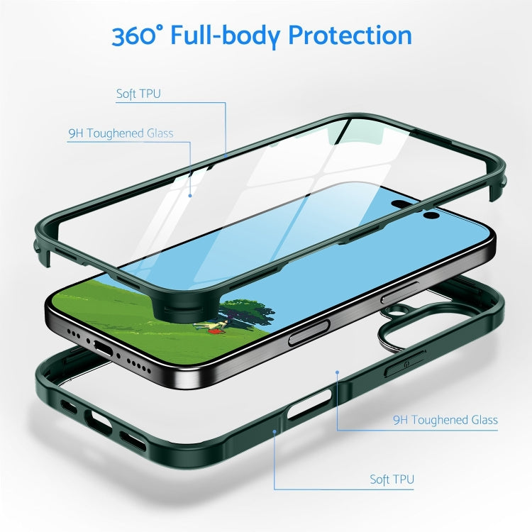 For iPhone 16 Pro Max Double-sided Plastic Glass Phone Protective Case(Dark Green) - iPhone 16 Pro Max Cases by buy2fix | Online Shopping UK | buy2fix