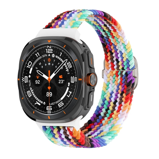 For Samsung Galaxy Watch Ultra 47mm Slide Buckle Nylon Braided Watch Band(Official Rainbow) - Watch Bands by buy2fix | Online Shopping UK | buy2fix