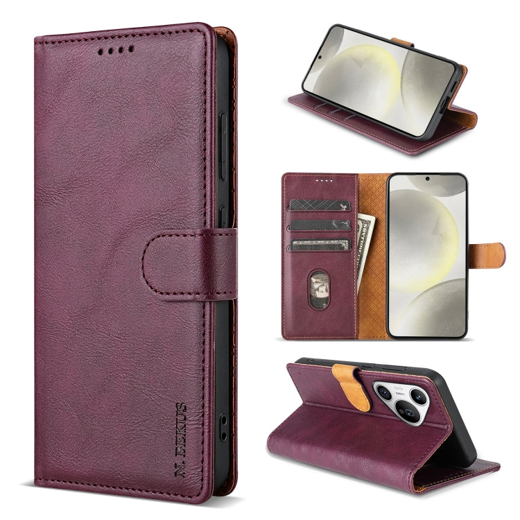 For Huawei Pura 70 Ultra N.BEKUS CSJ-P1 Solid Color Leather Phone Case(Wine Red) - Huawei Cases by N.BEKUS | Online Shopping UK | buy2fix