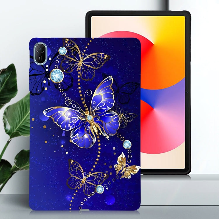 For Huawei MatePad SE 11 2024 Color Painting Pattern Smart Tablet TPU Case(Blue Butterfly) - Huawei by buy2fix | Online Shopping UK | buy2fix