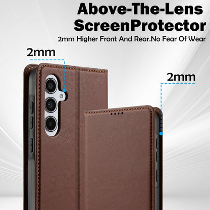 For Samsung Galaxy S24 FE 5G LC.IMEEKE L1 Series Frosted Fine Texture PU Phone Case(Brown) - Galaxy S24 FE 5G Cases by LC.IMEEKE | Online Shopping UK | buy2fix