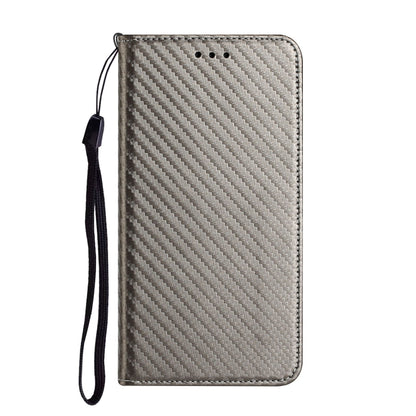 For iPhone 16 Carbon Fiber Texture Magnetic Flip Leather Phone Case(Grey) - iPhone 16 Cases by buy2fix | Online Shopping UK | buy2fix