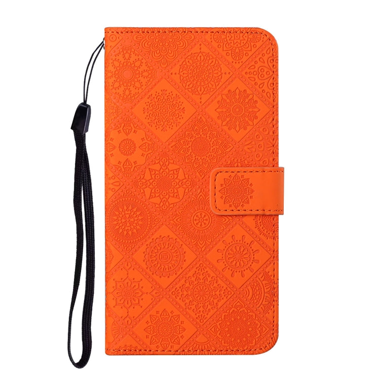 For Samsung Galaxy S25+ 5G Ethnic Style Embossed Pattern Leather Phone Case(Orange) - Galaxy S25+ 5G Cases by buy2fix | Online Shopping UK | buy2fix