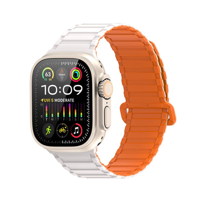 For Apple Watch Series 6 44mm DUX DUCIS KJ Series Magnetic Buckle Silicone Watch Band(Starlight Orange) - Watch Bands by DUX DUCIS | Online Shopping UK | buy2fix