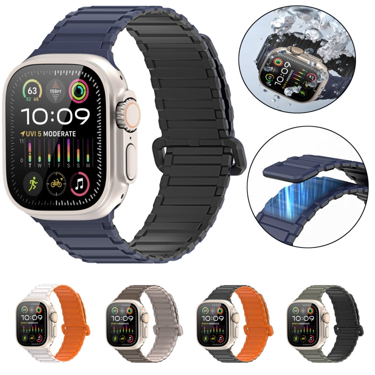 For Apple Watch Ultra 49mm DUX DUCIS KJ Series Magnetic Buckle Silicone Watch Band(Black Green) - Watch Bands by DUX DUCIS | Online Shopping UK | buy2fix