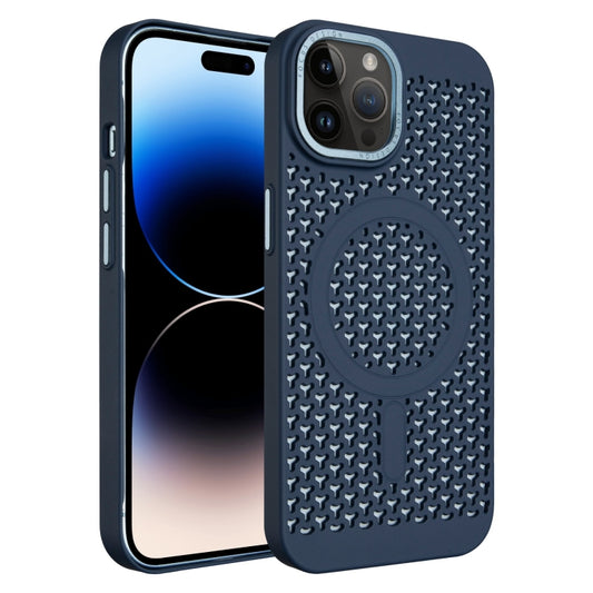 For iPhone 14 Pro Max Ice Feeling Cooling MagSafe Magnetic Phone Case(Navy Blue) - iPhone 14 Pro Max Cases by buy2fix | Online Shopping UK | buy2fix