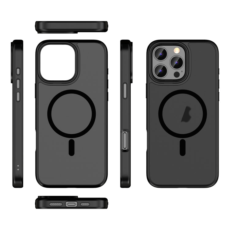 For iPhone 15 Plus Skin Feel Frosted MagSafe Magnetic Phone Case(Transparent Black) - iPhone 15 Plus Cases by buy2fix | Online Shopping UK | buy2fix