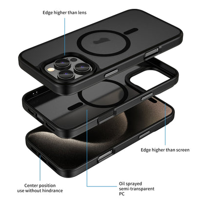 For iPhone 15 Plus Skin Feel Frosted MagSafe Magnetic Phone Case(Transparent Black) - iPhone 15 Plus Cases by buy2fix | Online Shopping UK | buy2fix