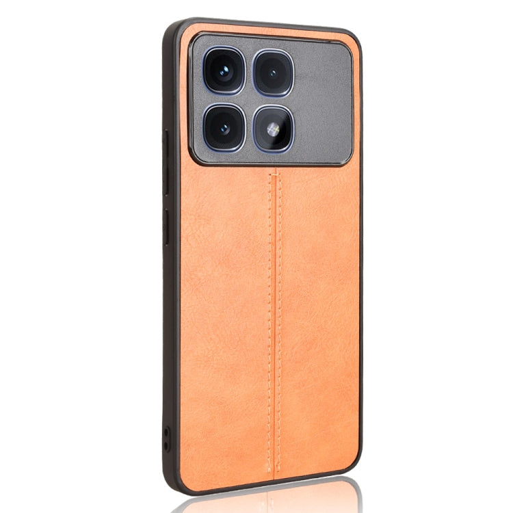 For Redmi K70 Ultra Cow Pattern Sewing Card Bag Phone Case(Orange) - Xiaomi Cases by buy2fix | Online Shopping UK | buy2fix