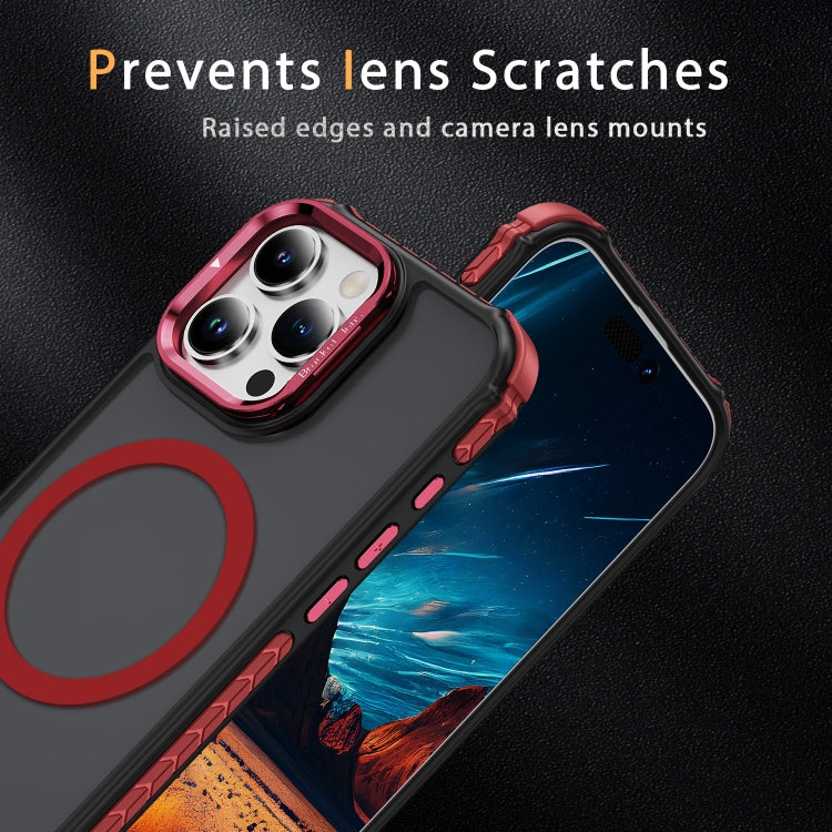 For iPhone 16 Pro Max Rainbow Series Skin Feel MagSafe Lens Holder Phone Case(Red) - iPhone 16 Pro Max Cases by buy2fix | Online Shopping UK | buy2fix