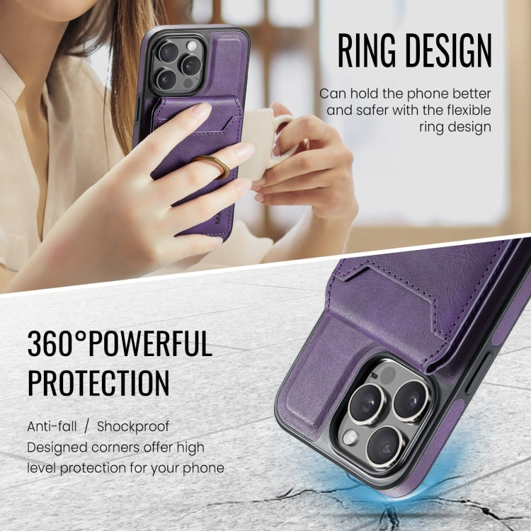 For iPhone 15 DG.MING K1 MagSafe Detachable Wallet RFID Back Cover Phone Case(Purple) - iPhone 15 Cases by DG.MING | Online Shopping UK | buy2fix