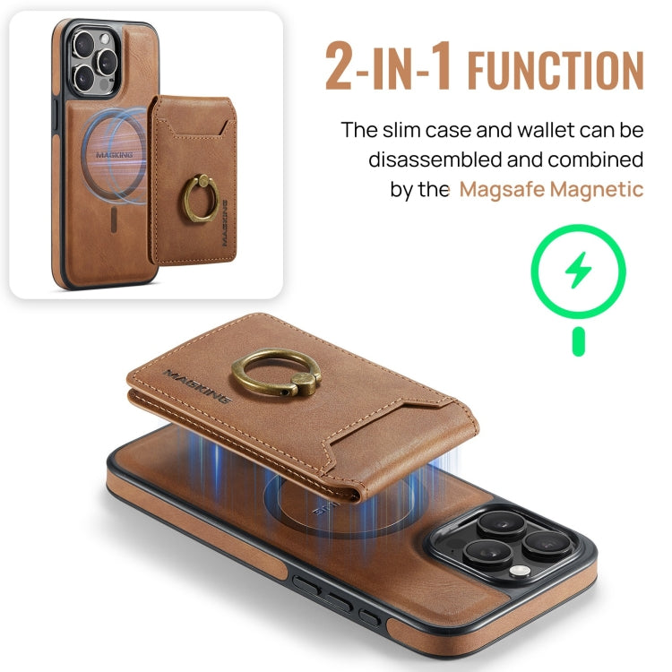 For iPhone 12 Pro DG.MING K1 MagSafe Detachable Wallet RFID Back Cover Phone Case(Brown) - iPhone 12 / 12 Pro Cases by DG.MING | Online Shopping UK | buy2fix