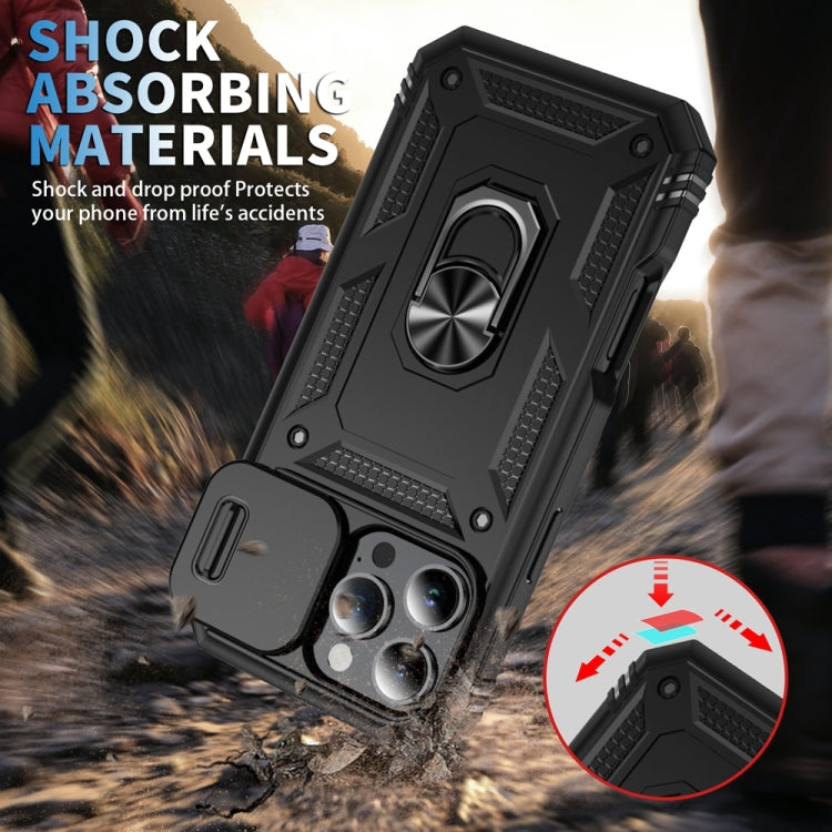 For iPhone 16 Pro Sliding Camshield TPU + PC Phone Case with Holder(Black) - iPhone 16 Pro Cases by buy2fix | Online Shopping UK | buy2fix