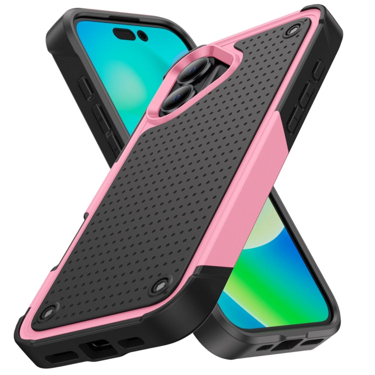 For iPhone 16 PC + TPU Shockproof Protective Phone Case(Pink+Black) - iPhone 16 Cases by buy2fix | Online Shopping UK | buy2fix