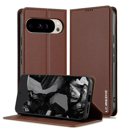 For Google Pixel 9 Pro XL LC.IMEEKE L1 Series Frosted Fine Texture PU Phone Case(Brown) - Google Cases by LC.IMEEKE | Online Shopping UK | buy2fix