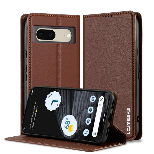 For Google Pixel 7 5G LC.IMEEKE L1 Series Frosted Fine Texture PU Phone Case(Brown) - Google Cases by LC.IMEEKE | Online Shopping UK | buy2fix