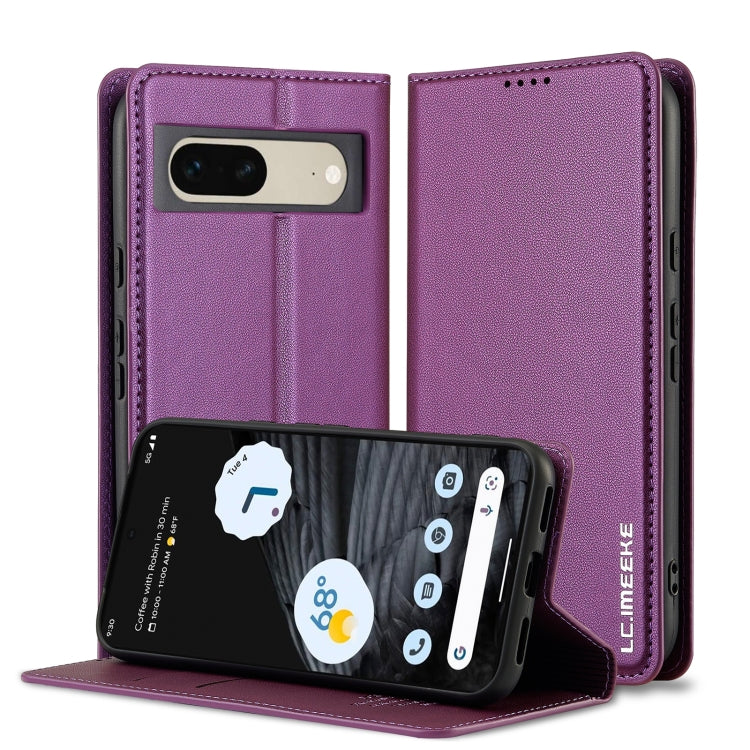 For Google Pixel 7 5G LC.IMEEKE L1 Series Frosted Fine Texture PU Phone Case(Purple) - Google Cases by LC.IMEEKE | Online Shopping UK | buy2fix