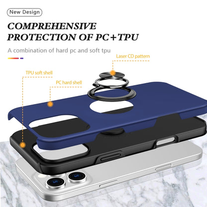 For iPhone 16 Pro Max PC Hybrid TPU Magnetic Ring Holder Phone Case(Navy Blue) - iPhone 16 Pro Max Cases by buy2fix | Online Shopping UK | buy2fix