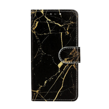 For iPhone 16 Colored Drawing Marble Pattern Leather Phone Case(Black Gold Marble) - iPhone 16 Cases by buy2fix | Online Shopping UK | buy2fix