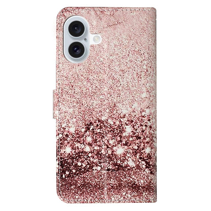 For iPhone 16 Colored Drawing Marble Pattern Leather Phone Case(Rose Gold) - iPhone 16 Cases by buy2fix | Online Shopping UK | buy2fix