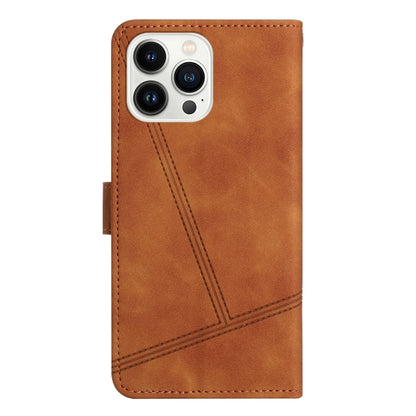 For iPhone 16 Pro Max Skin-feel Stitching Leather Phone Case(Brown) - iPhone 16 Pro Max Cases by buy2fix | Online Shopping UK | buy2fix