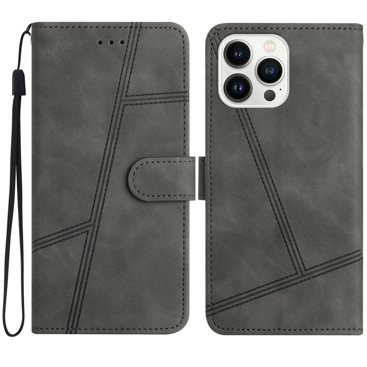 For iPhone 16 Pro Skin-feel Stitching Leather Phone Case(Grey) - iPhone 16 Pro Cases by buy2fix | Online Shopping UK | buy2fix