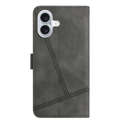 For iPhone 16 Plus Skin-feel Stitching Leather Phone Case(Grey) - iPhone 16 Plus Cases by buy2fix | Online Shopping UK | buy2fix