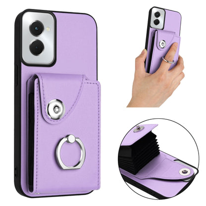 For Motorola Moto G Power 2024 5G Organ Card Bag Ring Holder Phone Case(Purple) - Motorola Cases by buy2fix | Online Shopping UK | buy2fix