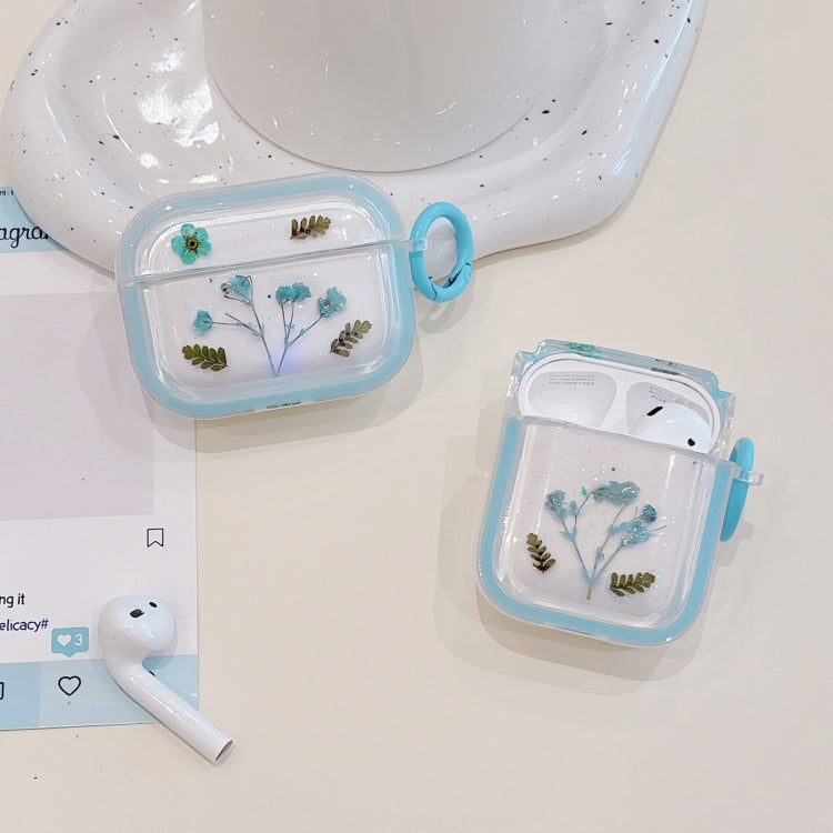 For AirPods 3 Glitter Starry Epoxy Dried Flowers Earbuds Box TPU Case(Light Blue) - For AirPods 3 by buy2fix | Online Shopping UK | buy2fix