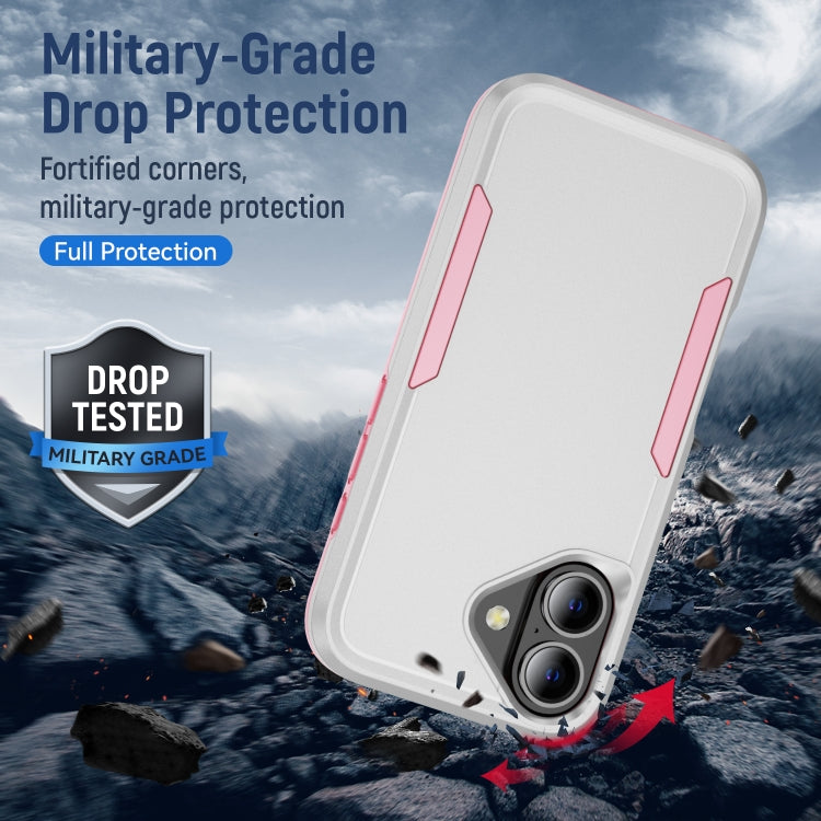 For iPhone 16 Pioneer Armor Heavy Duty PC + TPU Phone Case(White+Pink) - iPhone 16 Cases by buy2fix | Online Shopping UK | buy2fix