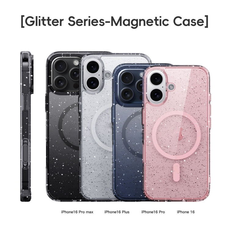 For iPhone 16 Pro Max Glitter Powder MagSafe Magnetic Phone Case(Transparent Black) - iPhone 16 Pro Max Cases by buy2fix | Online Shopping UK | buy2fix