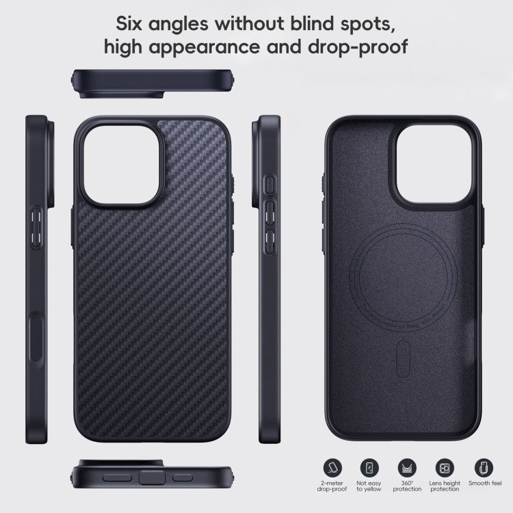 For iPhone 16 Pro Carbon Fiber Kevlar MagSafe Magnetic Phone Case(Black) - iPhone 16 Pro Cases by buy2fix | Online Shopping UK | buy2fix