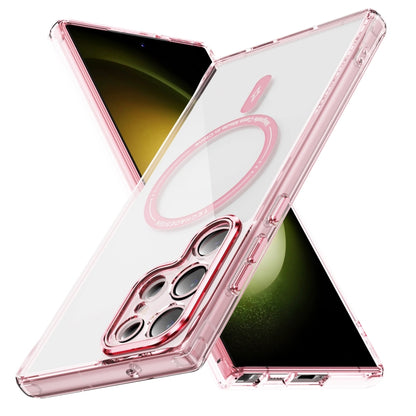 For Samsung Galaxy S23 Ultra 5G Airbag Magsafe PC Hybrid TPU Phone Case(Clear Pink) - Galaxy S23 Ultra 5G Cases by buy2fix | Online Shopping UK | buy2fix