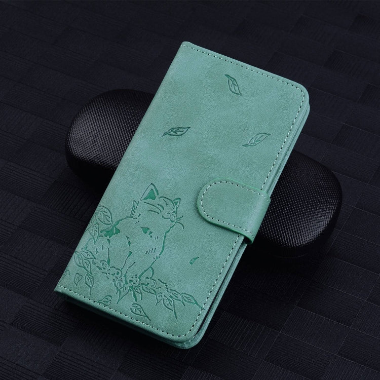 For Redmi K70 Ultra Cute Cat Embossed Leather Phone Case(Green) - Xiaomi Cases by buy2fix | Online Shopping UK | buy2fix