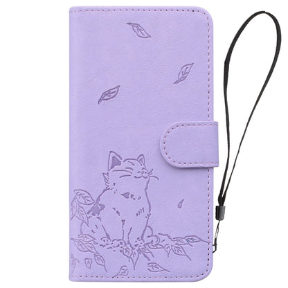 For Redmi K70 Ultra Cute Cat Embossed Leather Phone Case(Purple) - Xiaomi Cases by buy2fix | Online Shopping UK | buy2fix