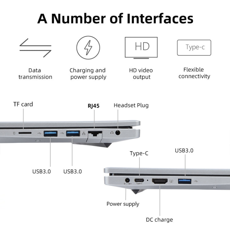 14 inch Windows 11 Laptop, 8GB+512GB, Gen 5th Intel Core i7 CPU, 180 Degree Rotation Axis(Silver) - Others by buy2fix | Online Shopping UK | buy2fix