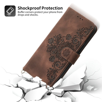 For Redmi K70 Ultra Skin Feel Flowers Embossed Wallet Leather Phone Case(Brown) - Xiaomi Cases by buy2fix | Online Shopping UK | buy2fix