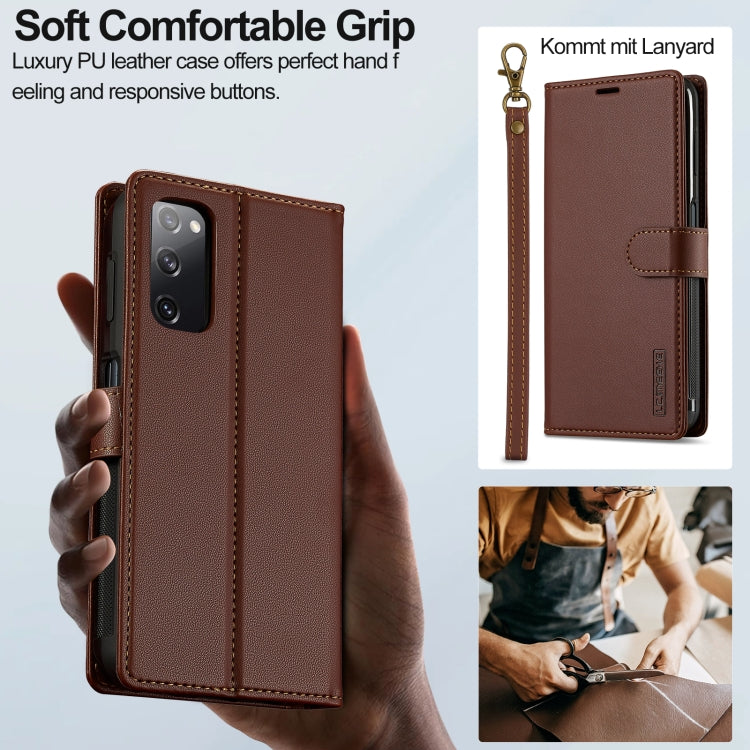 For Samsung Galaxy S20 FE 5G LC.IMEEKE L2 Series Detachable Magsafe PU Phone Case with Lanyard(Brown) - Galaxy Phone Cases by LC.IMEEKE | Online Shopping UK | buy2fix