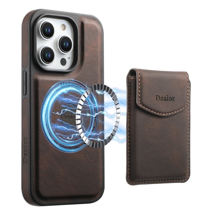 For iPhone 16 Pro Max Denior D19 Skin Feel MagSafe Detachable Card Slot Phone Case(Brown) - iPhone 16 Pro Max Cases by Denior | Online Shopping UK | buy2fix