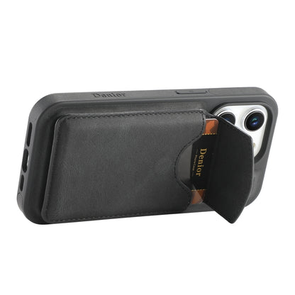 For iPhone 16 Pro Denior D19 Skin Feel MagSafe Detachable Card Slot Phone Case(Black) - iPhone 16 Pro Cases by Denior | Online Shopping UK | buy2fix