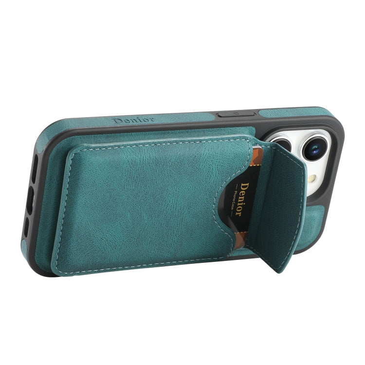 For iPhone 16 Pro Max Denior D20 Skin Feel MagSafe Holder Detachable Card Slot Phone Case(Blue) - iPhone 16 Pro Max Cases by Denior | Online Shopping UK | buy2fix