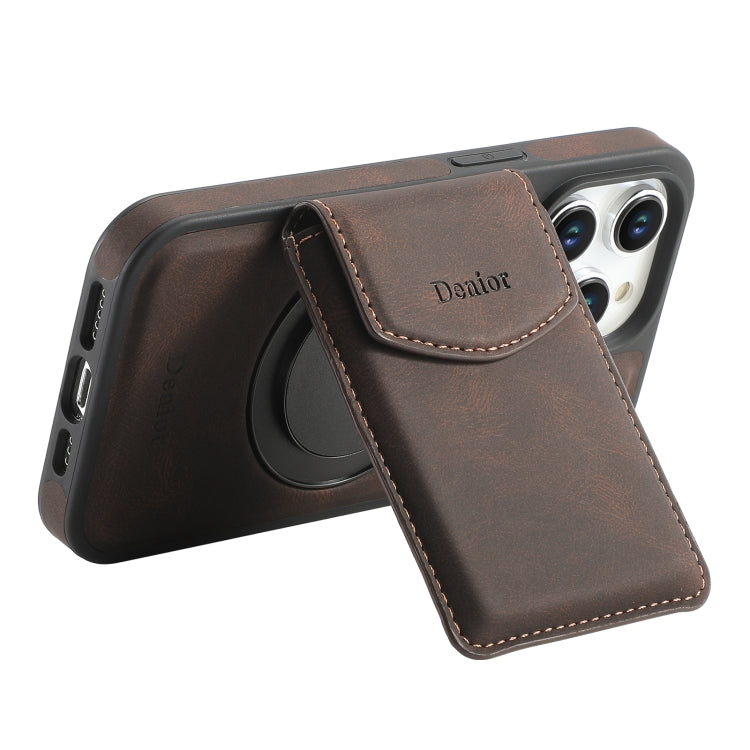 For iPhone 16 Pro Max Denior D20 Skin Feel MagSafe Holder Detachable Card Slot Phone Case(Brown) - iPhone 16 Pro Max Cases by Denior | Online Shopping UK | buy2fix