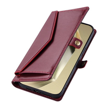 For Samsung Galaxy S25 5G Wallet Multi-card Slot Leather Phone Case with Lanyard(Wine Red) - Galaxy S25 5G Cases by buy2fix | Online Shopping UK | buy2fix