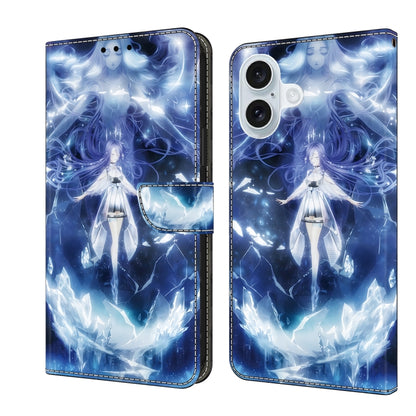 For iPhone 16 Crystal Painted Leather Phone case(Magic Fairy) - iPhone 16 Cases by buy2fix | Online Shopping UK | buy2fix