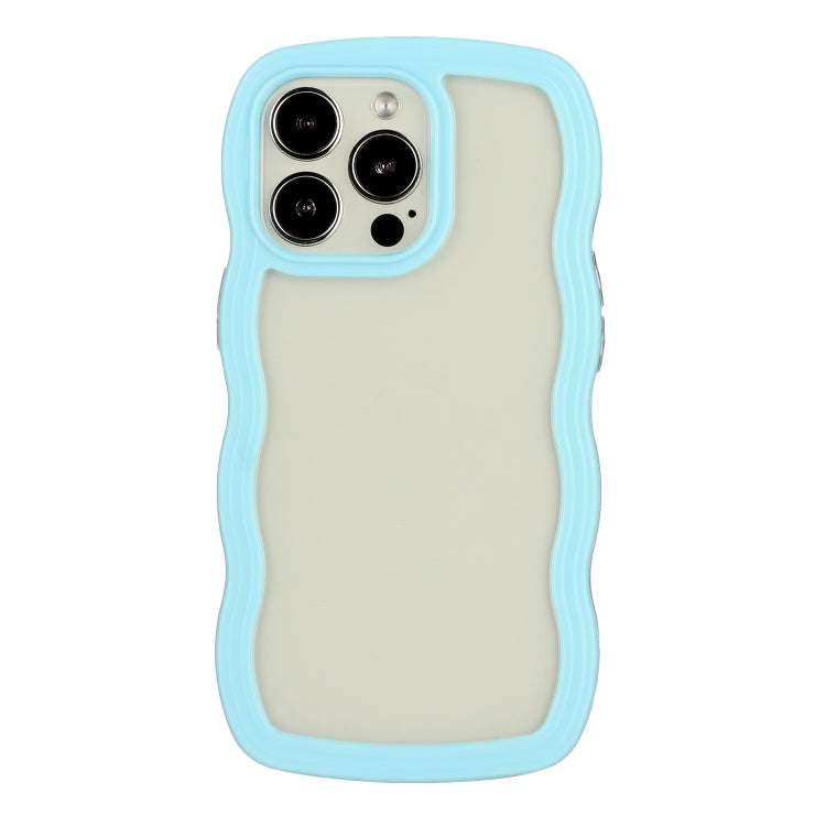 For iPhone 16 Pro Candy Color Wave TPU Clear PC Phone Case(Blue) - iPhone 16 Pro Cases by buy2fix | Online Shopping UK | buy2fix