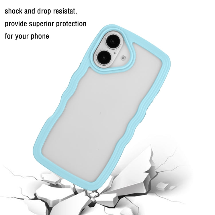 For iPhone 16 Plus Candy Color Wave TPU Clear PC Phone Case(Blue) - iPhone 16 Plus Cases by buy2fix | Online Shopping UK | buy2fix