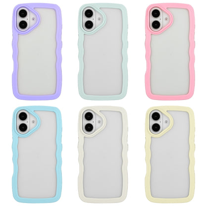 For iPhone 16 Plus Candy Color Wave TPU Clear PC Phone Case(Blue) - iPhone 16 Plus Cases by buy2fix | Online Shopping UK | buy2fix