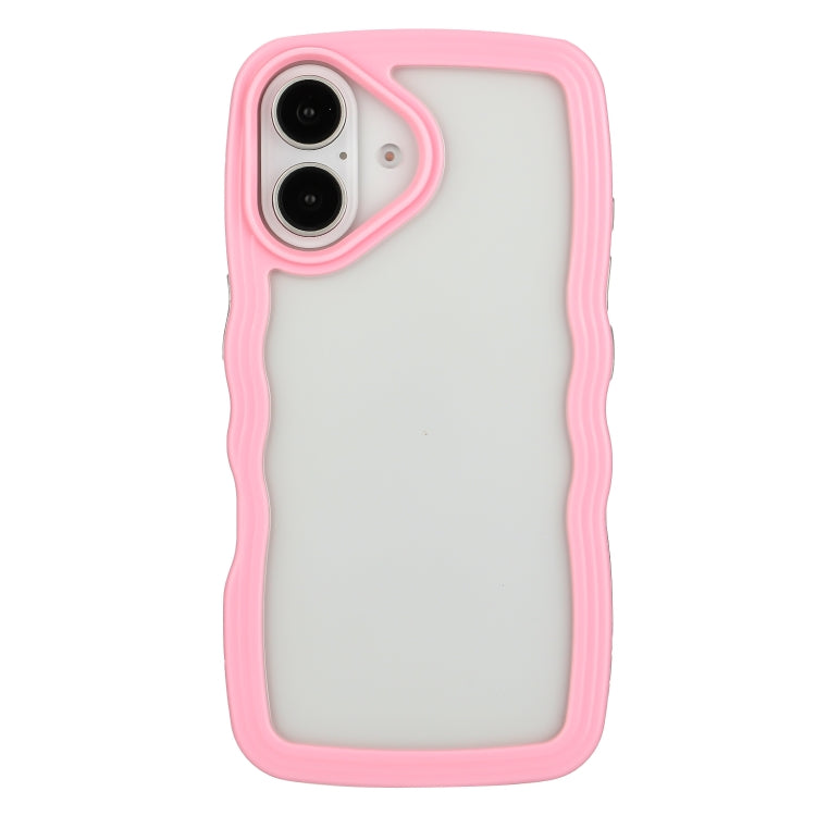 For iPhone 16 Plus Candy Color Wave TPU Clear PC Phone Case(Pink) - iPhone 16 Plus Cases by buy2fix | Online Shopping UK | buy2fix