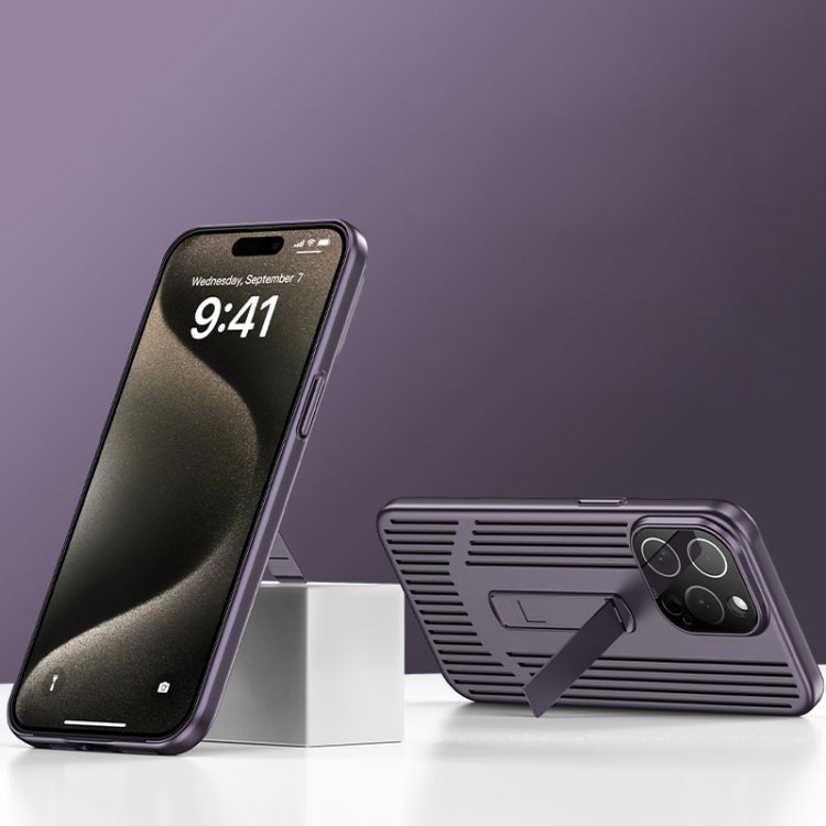 For iPhone 16 Pro Extraordinary Cooling Holder Phone Case(Dark Purple) - iPhone 16 Pro Cases by buy2fix | Online Shopping UK | buy2fix